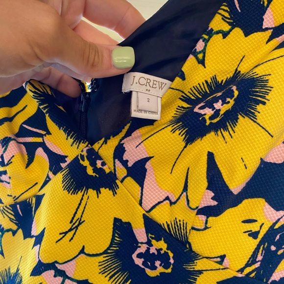 JCrew sunflower pleated plunge neck dress - Picture 2 of 5